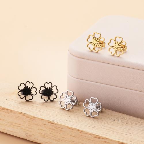 Stainless Steel Stud Earring, 304 Stainless Steel, Flower, plated, for woman 