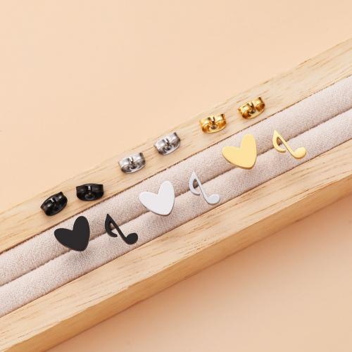 Stainless Steel Stud Earring, 304 Stainless Steel, Heart, plated, for woman [