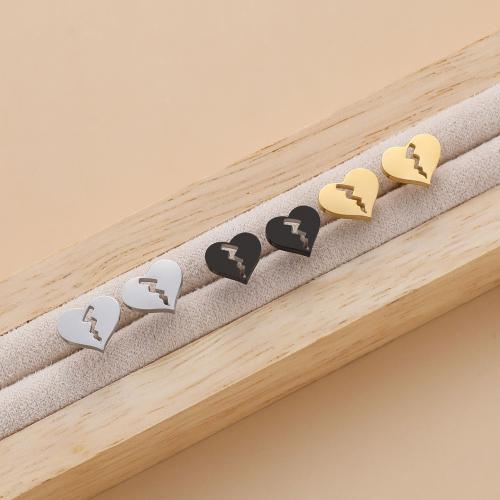 Stainless Steel Stud Earring, 304 Stainless Steel, Heart, plated, for woman [