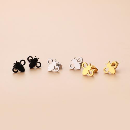 Stainless Steel Stud Earring, 304 Stainless Steel, Bee, plated, for woman [