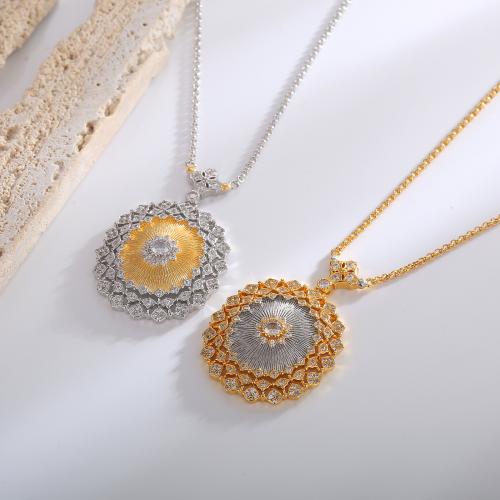 Rhinestone Brass Necklace, plated, fashion jewelry & for woman & with rhinestone Approx 45-50 cm [