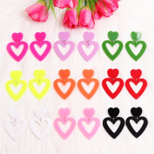 Acrylic Drop Earring, Heart, painted, fashion jewelry & for woman & hollow 