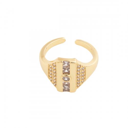 Cubic Zirconia Micro Pave Brass Finger Ring, fashion jewelry & micro pave cubic zirconia & for woman, golden 