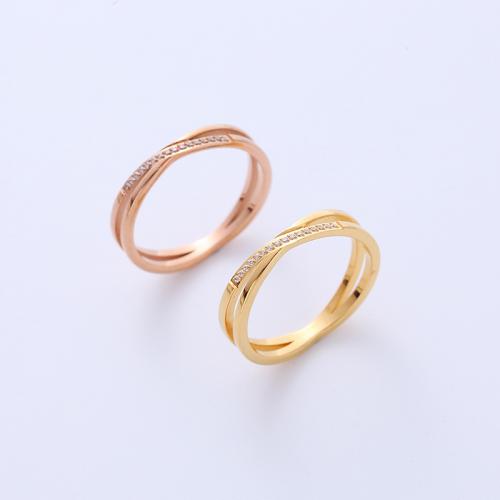 Rhinestone Stainless Steel Finger Ring, 316L Stainless Steel & for woman & with rhinestone [