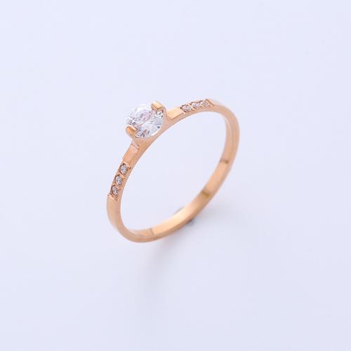 Strass Edelstahl Fingerring, 316 L Edelstahl, verschiedene Größen vorhanden & für Frau & mit Strass, Roségold, verkauft von PC[