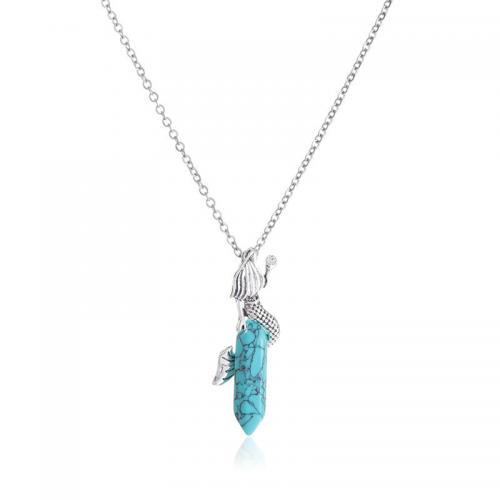 Gemstone Necklaces, Zinc Alloy, with Gemstone, with 5cm extender chain, fashion jewelry & Unisex Approx 46 cm [