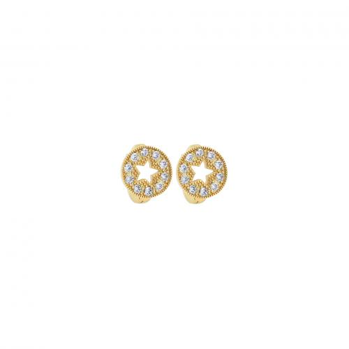 Cubic Zirconia Micro Pave Brass Earring, Flat Round, 18K gold plated, fashion jewelry & micro pave cubic zirconia & for woman & hollow [