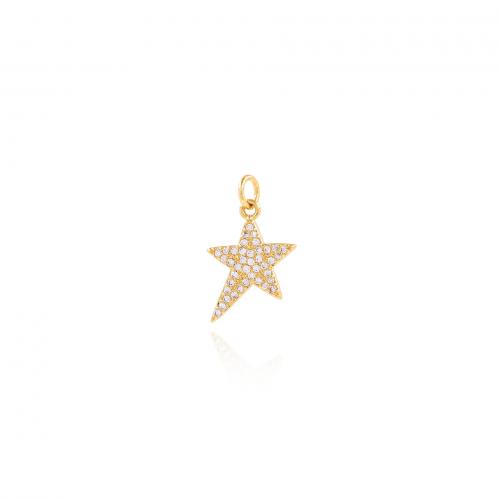 Cubic Zirconia Micro Pave Brass Pendant, Star, 18K gold plated, fashion jewelry & DIY & micro pave cubic zirconia [