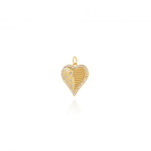 Cubic Zirconia Micro Pave Brass Pendant, Heart, 18K gold plated, fashion jewelry & DIY & micro pave cubic zirconia [