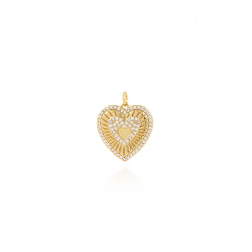 Cubic Zirconia Micro Pave Brass Pendant, Heart, 18K gold plated, fashion jewelry & DIY & micro pave cubic zirconia [