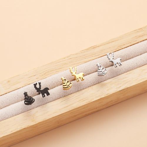 Stainless Steel Stud Earring, 304 Stainless Steel, Deer, plated, for woman [