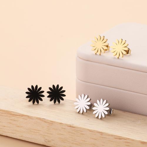 Stainless Steel Stud Earring, 304 Stainless Steel, Flower, plated, for woman [