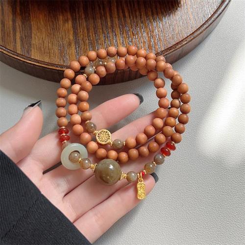 Rot Achat Armbänder, Sandelholz, mit Hetian Jade & Roter Achat & Zinklegierung, Modeschmuck, Länge:55 cm, verkauft von PC