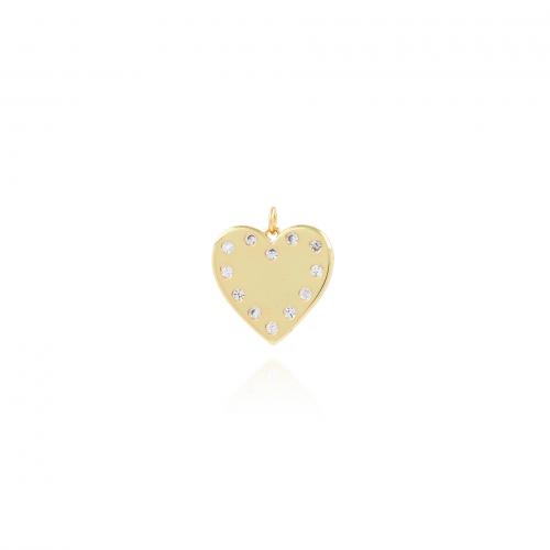 Cubic Zirconia Micro Pave Brass Pendant, Heart, 18K gold plated, fashion jewelry & DIY & micro pave cubic zirconia [