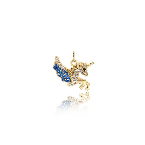 Cubic Zirconia Micro Pave Brass Pendant, Unicorn, plated, fashion jewelry & DIY & micro pave cubic zirconia [