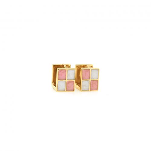 Brass Drop Earring, Rectangle, 18K gold plated, fashion jewelry & for woman & enamel [