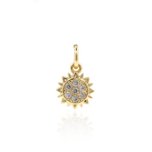 Cubic Zirconia Micro Pave Brass Pendant, Sun, plated, fashion jewelry & DIY & micro pave cubic zirconia [