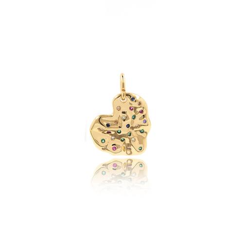 Cubic Zirconia Micro Pave Brass Pendant, Heart, plated, fashion jewelry & DIY & micro pave cubic zirconia [