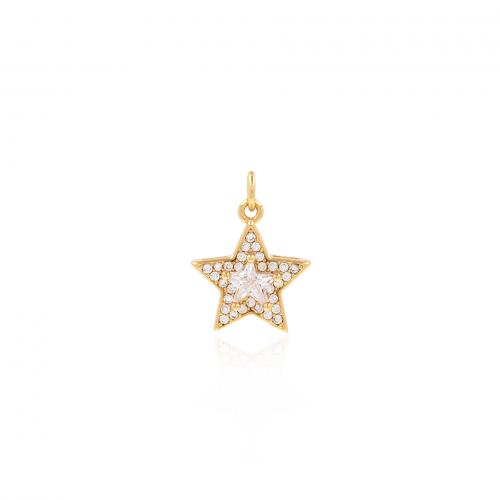 Cubic Zirconia Micro Pave Brass Pendant, Star, 18K gold plated, fashion jewelry & DIY & micro pave cubic zirconia [