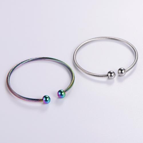 pulsera brazalete de acero inoxidable, acero inoxidable 316L, Ajustable & Joyería & unisexo, más colores para la opción, diámetro interior:aproximado 60mm, Vendido por UD[