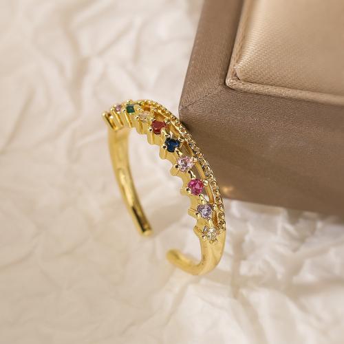 Cubic Zirconia Micro Pave Brass Finger Ring, gold color plated & micro pave cubic zirconia & for woman 