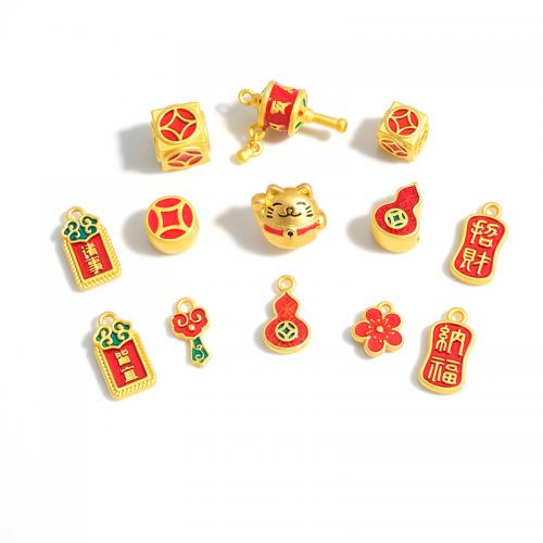 Zinc Alloy Enamel Pendants, plated, DIY golden [