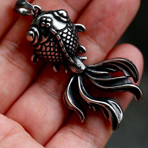 Stainless Steel Animal Pendants, Titanium Steel, Goldfish, polished, vintage & DIY, original color [