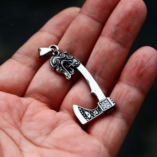 Stainless Steel Pendants, 304 Stainless Steel, Axe, polished, vintage & DIY, original color [