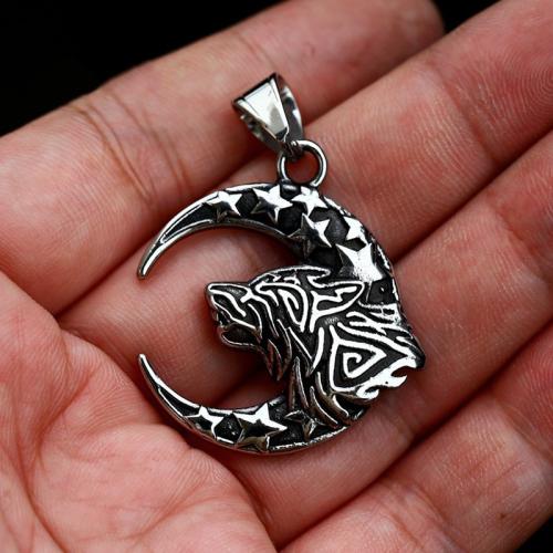 Stainless Steel Animal Pendants, 304 Stainless Steel, Wolf, polished, vintage & DIY, original color [