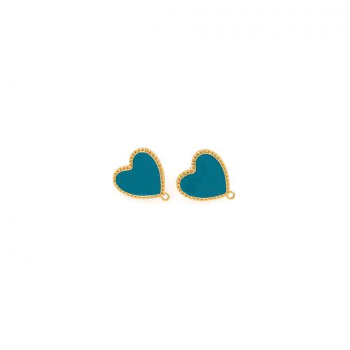 Brass Earring Drop Component, Heart, 18K gold plated, fashion jewelry & DIY & enamel 