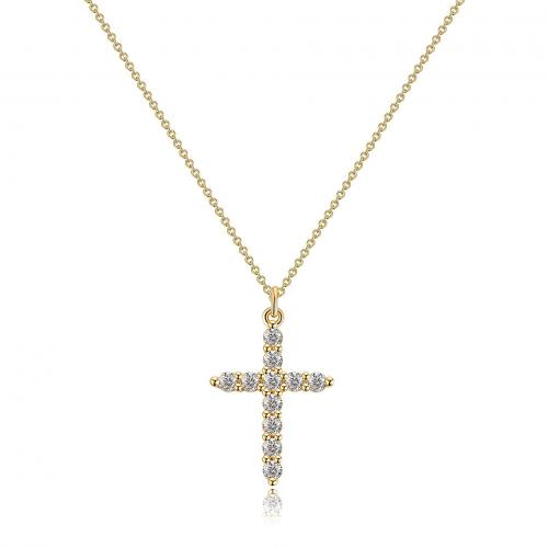 Cubic Zirconia Stainless Steel Necklace, 304 Stainless Steel, with 5cm extender chain, Cross, fashion jewelry & micro pave cubic zirconia & for woman 23mm Approx 45 cm [