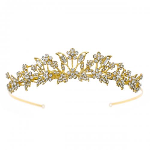 Bridal Tiaras, Zinc Alloy, gold color plated, for woman & with rhinestone [