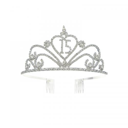 Bridal Tiaras, Zinc Alloy, silver color plated, for woman & with rhinestone [