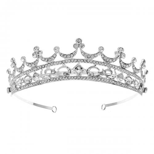 Bridal Tiaras, Zinc Alloy, silver color plated, for woman & with rhinestone 