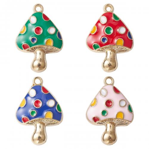 Zinc Alloy Enamel Pendants, mushroom, gold color plated, DIY, mixed colors 