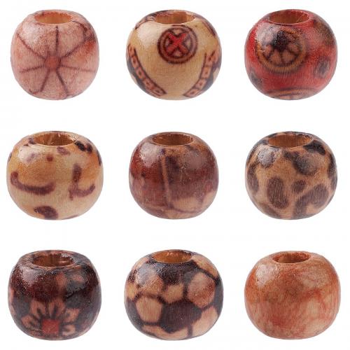 Painted Wood Beads, Round, DIY 