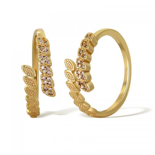 Cubic Zirconia Micro Pave Brass Finger Ring, plated, micro pave cubic zirconia & for woman, golden 