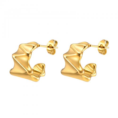 Stainless Steel Stud Earring, 304 Stainless Steel, 18K gold plated, fashion jewelry & for woman, golden, 16.7mm [