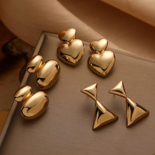 Brass Stud Earring, fashion jewelry & for woman, golden 