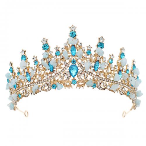 Bridal Tiaras, Zinc Alloy, gold color plated, for woman & with rhinestone [