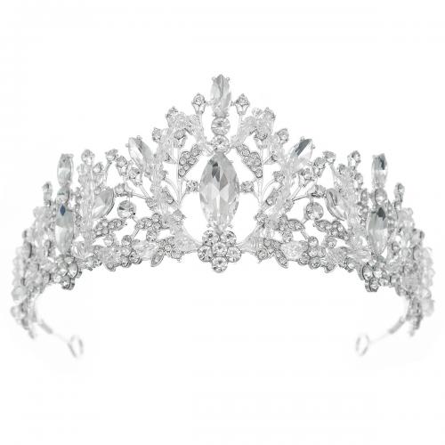 Bridal Tiaras, Zinc Alloy, silver color plated, for woman & with rhinestone 