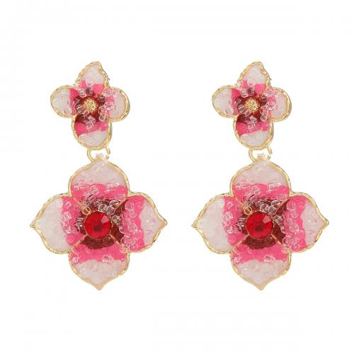 Resin Zinc Alloy Earring, with Resin, Flower, fashion jewelry & for woman & enamel [