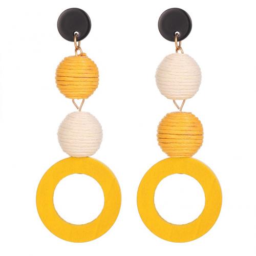 Zinc Alloy Drop Earring, with Linen, plated, fashion jewelry & for woman & hollow 