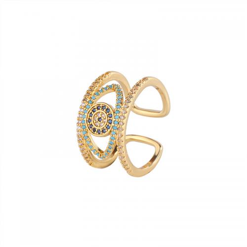 Cubic Zirconia Micro Pave Brass Finger Ring, plated, micro pave cubic zirconia & for woman, golden 