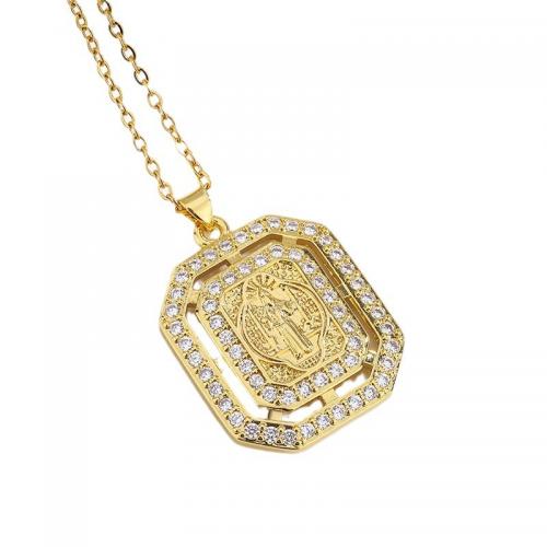 Cubic Zircon Micro Pave Brass Necklace, with 5CM extender chain, plated & micro pave cubic zirconia & for woman, gold Approx 40 cm [