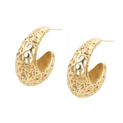 Brass Stud Earring, plated, for woman, golden 