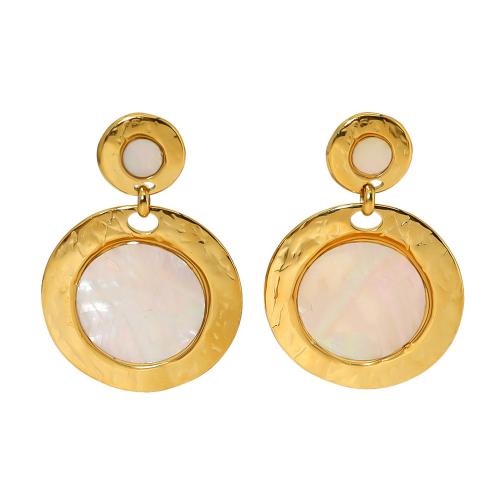 Stainless Steel Drop Earring, 304 Stainless Steel, with Abalone Shell, 18K gold plated, fashion jewelry & for woman, golden [