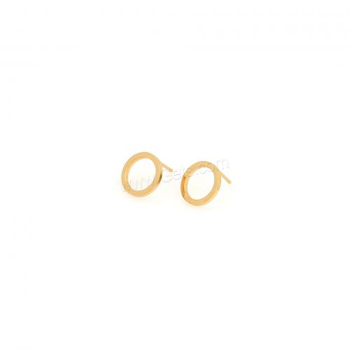 Brass Stud Earring, Donut, 18K gold plated, fashion jewelry & for woman & hollow [