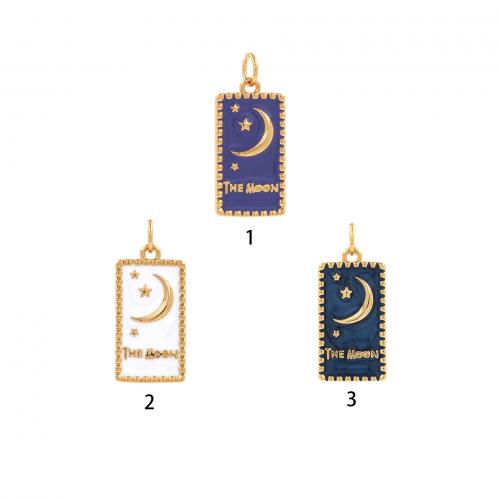 Enamel Brass Pendants, Rectangle, 18K gold plated, fashion jewelry & DIY [