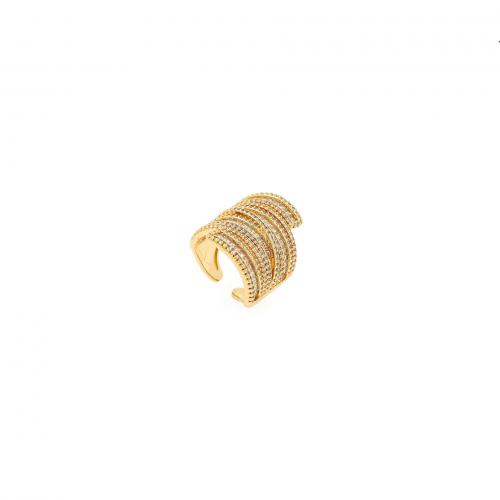 Cubic Zirconia Micro Pave Brass Finger Ring, 18K gold plated, fashion jewelry & micro pave cubic zirconia & for woman [